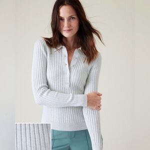 Athleta Sweet Bay Henley Sweater in Light Gray XL